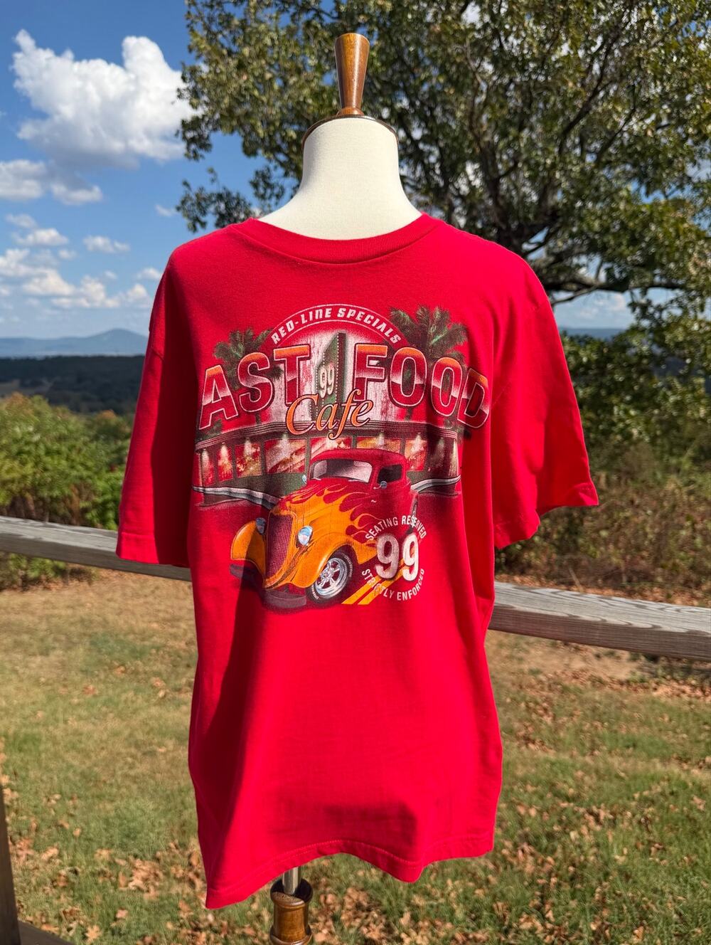 Puritan Red-Line Specials Fast Food Cafe Red Short Sleeve T-Shirt Men’s Size M